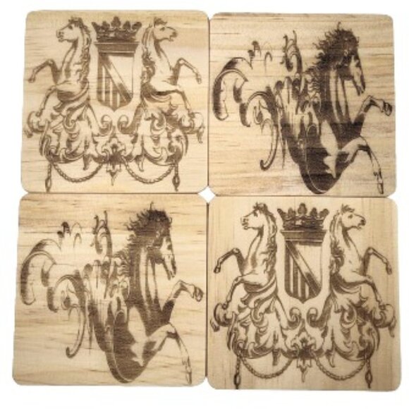 4" Wood Coasters Laser Engraved. Victorian Style - Picture 1 of 8